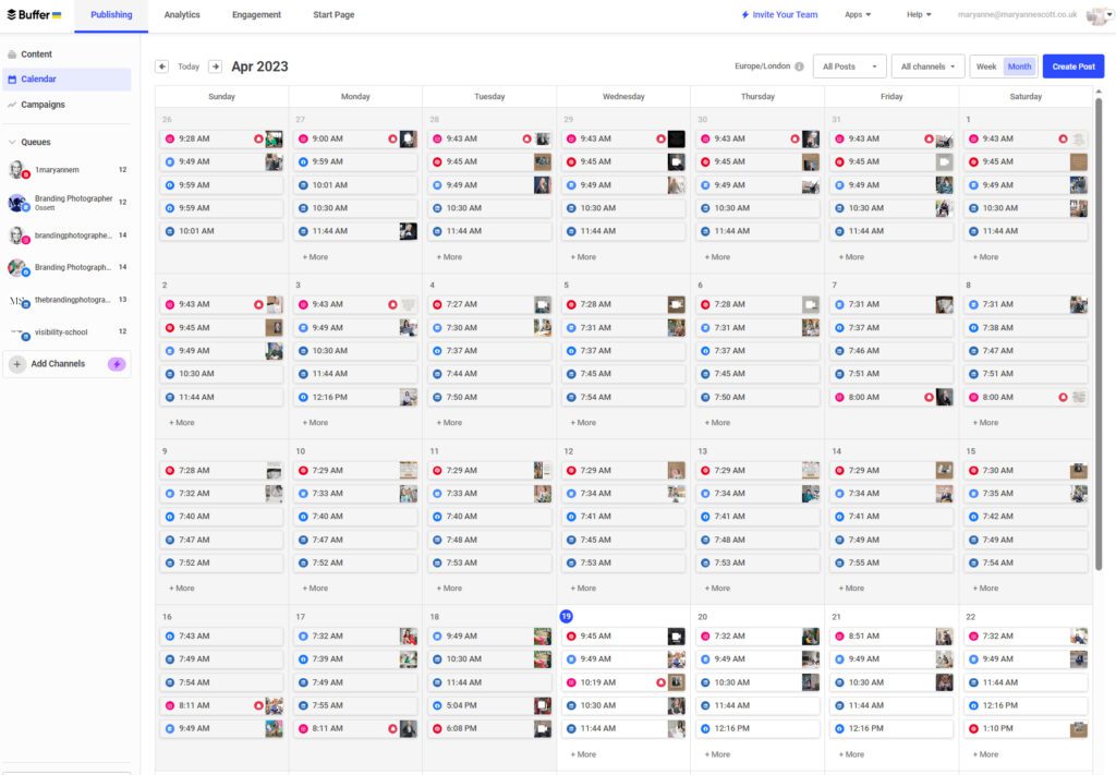 Photography business using Buffer